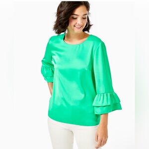 Lilly Pulitzer Christie Top | Gorgeous Green Blouse | Flowy V-Neck Resort Wear